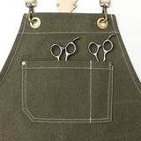 Jeanerlor - 16oz Water-Resistant Work Hairdresser Canvas Aprons for Women Painting Garden Tool Apron with Pockets（Olive Green） Adjustable S to M Jeanerlor