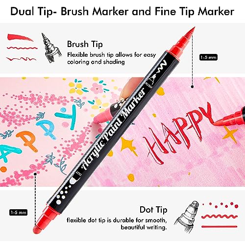 Shuttle Art White Paint Pen, 20 Pack Fine Tip Acrylic