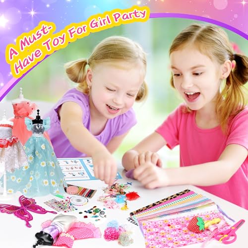 YEETIN Fashion Designer Kits for Girls Ages 6+, 600+Pcs Kids Sewing Kits, Arts & Crafts Girls' Fashion Set, Doll Clothes Making, Learn to Sew Gifts YEETIN