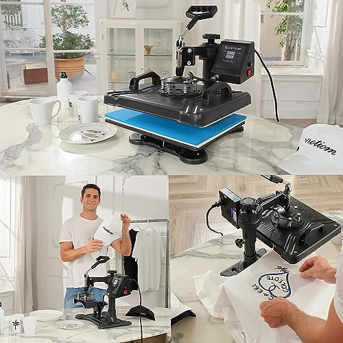 AKEYDIY Heat Press Machine 8 in 1 Professional Heat Press Machines 15" Swing Away Shirt Printing Sublimation Transfer Machine Digital Heat Press - WoodArtSupply