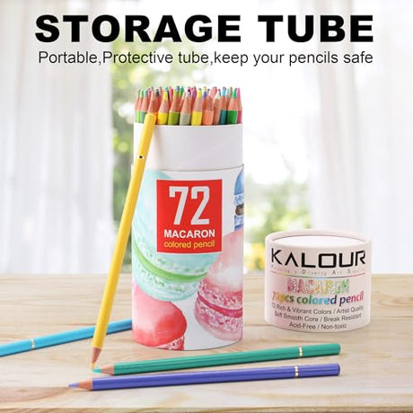 KALOUR Macaron Pastel Colored Pencils,Set of 72 Colors,Artists Soft Core,Ideal for Drawing Sketching Shading,Coloring Pencils for Adults Kids KALOUR