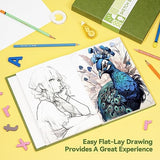 Arrtx Premium Hardcover Sketch Book, 60 Sheets/120 Pages, 180 GSM Thick Acid-Free Drawing Paper, Hardbound Sketch Pad with Inner Pocket, Green Arrtx