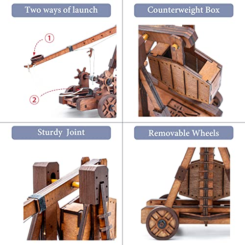 Toystub 3D Wooden Trebuchet Puzzle Kit for Adults - Build and Display Your Own Mini Catapult - WoodArtSupply