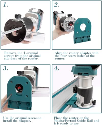 Track Saw Guide Rail Adapter For Makita/Festool Guide Compatible With Router For Makita 18V RT0701C XTR01Z-Set of 2 - WoodArtSupply