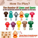 NAODONGLI Wooden Montessori Toys for Toddler,Educational Toys for 3 Year Old,STEM Toys Mushroom Harvest Game,Learing Shape Sorting & Number NAODONGLI