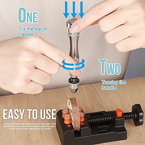 Pin Vise for Resin Casting Molds, LEOBRO Steel Hand Drill, Resin Drill with 10 PCS Drill Bit, Precision Hand Drill Tools for Epoxy Resin Arts Crafts, LEOBRO