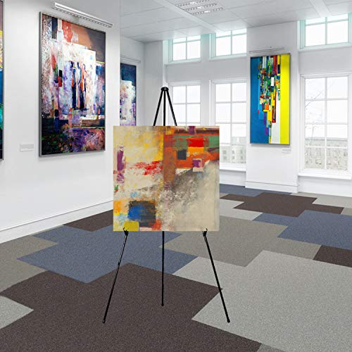 REALWAY 63" Folding Easel Stand for Display,Adjustable Floor Poster Easel for Arts,Pictures,Paintings,Telescoping Black Metal Easel Fit for Signs at REALWAY
