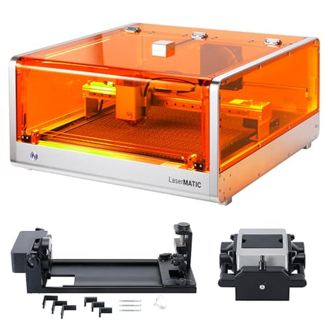 Roly LaserMATIC Mk2 20W Laser Engraver with Integrated Enclosure, Rotary, Air Assist, Honeycomb Panel and Camera Included, Laser Engraver for Wood, Roly