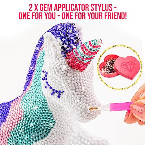 GirlZone Bling Up Unicorn Money Bank Gem Art Kit, Create Diamond Art for Kids with Over 4000 Gems and 2 Stylus for Diamond Painting Kids, Creative GirlZone