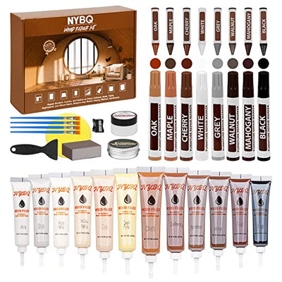 Wood Furniture Repair Kit- Set of 41 Laminate Vinyl Floor Repair Kit Wood Fillers,Floor Scratch Repair, Touch Up Markers, Restore Hardwood Scratches,