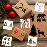 80 Pcs Stencils for Painting on Wood, Reusable Animal Stencils Deer Stencils Bear Plastic Stencils Mountain Fox Stencil DIY Craft Template Paint DZXCYZ