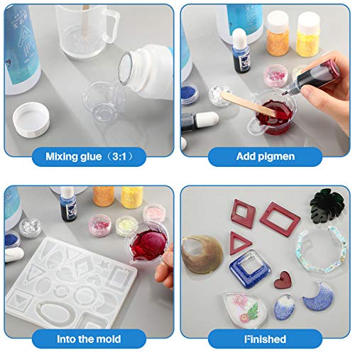 4 Pieces Earring Molds Silicone, Epoxy Resin Molds DIY Craft for DIY Women Earrings, Pendants, Rings, Jewelry Craft Supplies (Geometric) Patelai