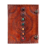 Hell Blues Leather Unlined Bound Journal 13 x 10 inches Large Rustic Diary Seven Chakra Medieval 7-Stone Embossed Handmade Sketchbook Vintage Writing Hell Blues