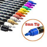 Desire Deluxe Acrylic Paint Pens for Rock Painting, Stone, Ceramic, Glass, Wood, Canvas – Set of 12 Non Toxic Water Based Markers - Great Artists Desire Deluxe