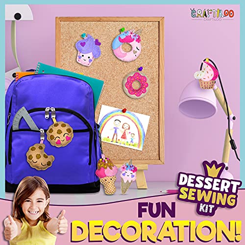 12 Pre-Cut Mini Treats Dessert Fun Kids Sewing Kit for Kids Ages 8-12 Children Beginners Sewing kit kid crafts Make Your Own Felt Pillow Plush Craft CRAFTILOO