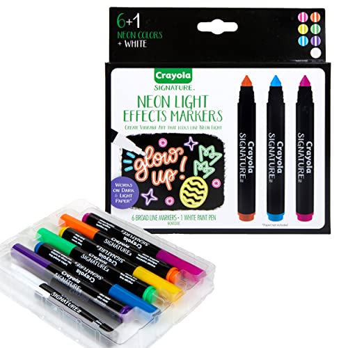 Crayola Signature Neon Markers, Light Effects, 6 Count, Gift for Teens & Adults Crayola