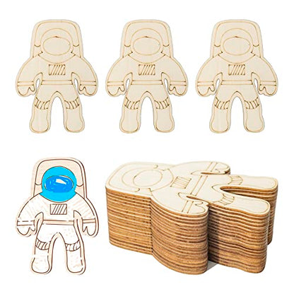 Astronaut Wood Craft Spaceman Unfinished Wood DIY Craft Ornament for Christmas Wedding Birthday Thanksgiving Party Space Theme Party Decoration - WoodArtSupply