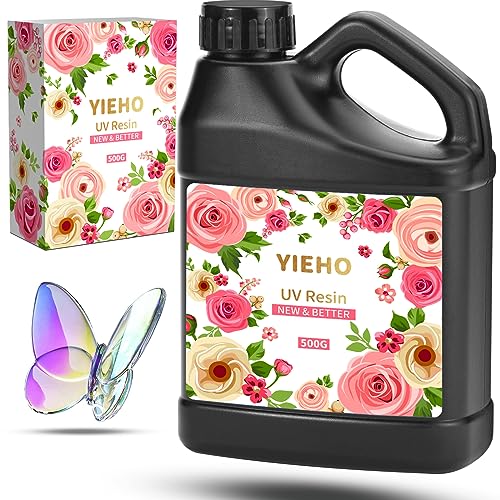YIEHO UV Resin 500g -Bulk Upgraded Crystal Clear Hard UV Fast Curing Epoxy Resin Supplies for Craft Jewelry Making YIEHO