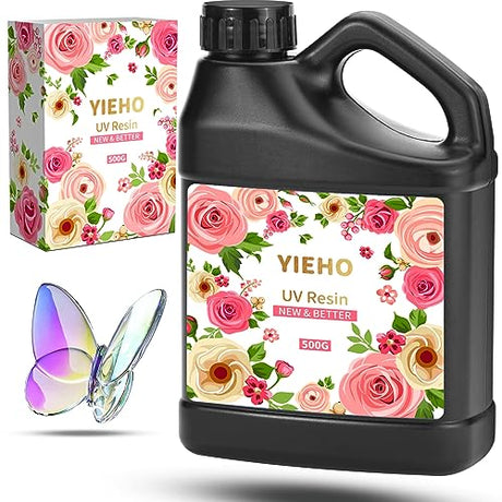 YIEHO UV Resin 500g -Bulk Upgraded Crystal Clear Hard UV Fast Curing Epoxy Resin Supplies for Craft Jewelry Making YIEHO