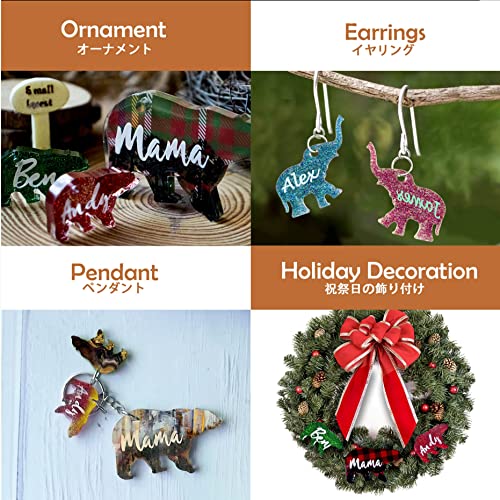 Mama and Baby Keychain Resin Silicone Molds Set with Key Chain Rings Alpaca Bear Elephant for Epoxy Jewelry Casting Kit 18-Count FUNSHOWCASE