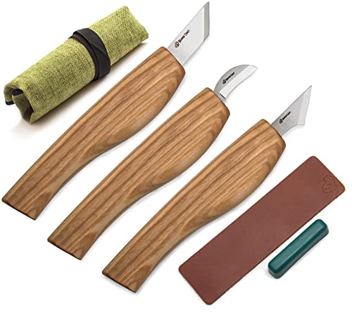 BeaverCraft Wood Carving Knife Kit for Beginners S55 Chip Carving Knives Woodworking Wood Carving Tools Set Carve Widdling Knife Kit Detail Whittling BeaverCraft