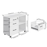 3 Drawer File Cabinets, Mobile Lateral Printer Stand with Open Shelf, Rolling Filing Cabinet with Wheels Home Office Organization and Storage (White) Panana