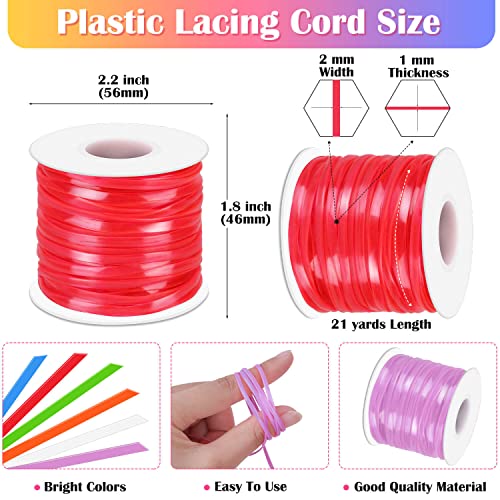 Lanyard String, Cridoz Boondoggle String Kit with 20 Rolls Plastic Lacing  Cord and 50Pcs Keychain Lanyard Accessories, Gimp String Lanyard Weaving Kit  for Keychain Crafts, Bracelet and Lanyards Laser Color & Normal