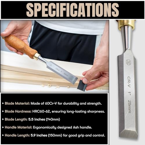 Mt Diablo Wood Chisel Set - 4pc with waxed canvas tool roll. This set of woodoworking tools comes in 4 sizes and comes with a hand tool bag. Mt Diablo