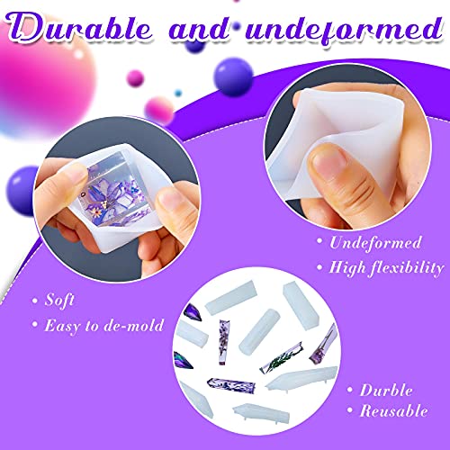 15 Pieces Crystal Resin Molds Pendulum Crystal Molds Include Pyramid Silicone Resin Mold, Round Cone Resin Mold, Sphere, Triangular Cone, Multi-Facet Geiserailie