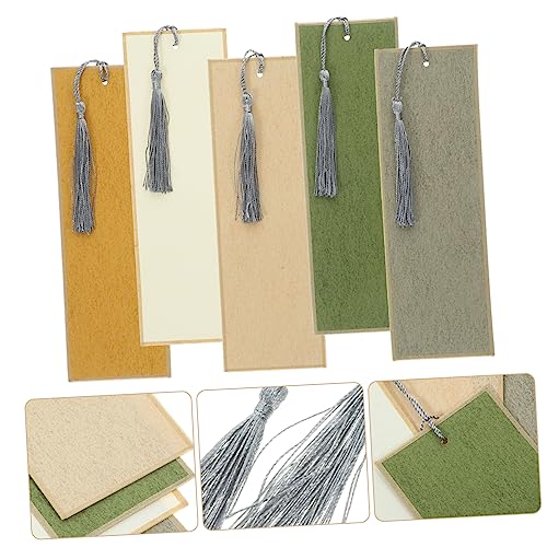 Tofficu 5pcs Paper Bookmarks Handwriting Books Blank Bookmarks Cotton Thread Bookmarks for Book Lovers Unfinished Page Markers Calligraphy Bookmark Tofficu