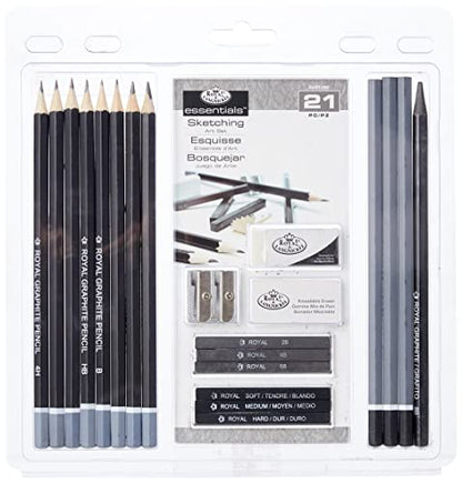 Royal & Langnickel RART-200 Essentials Sketching Pencil Set, 21-Piece - WoodArtSupply