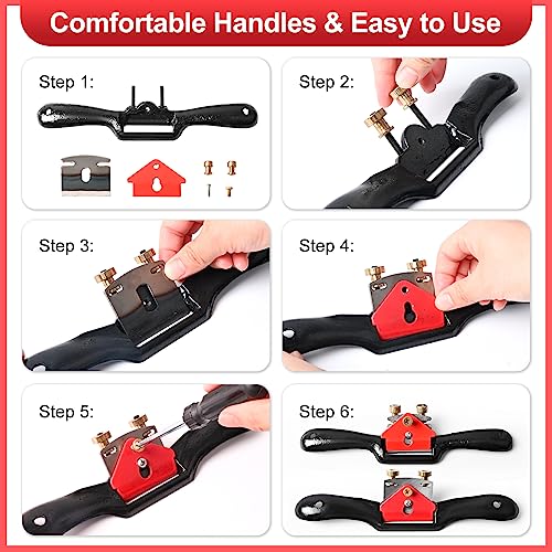 Adjustable Spokeshave Set 2pcs SpokeShave, 6pcs Metal Blade, Portable Woodworking Planes and 4-Way Wood Rasp File, Perfect for Wood Craft, Wood Klmnduo
