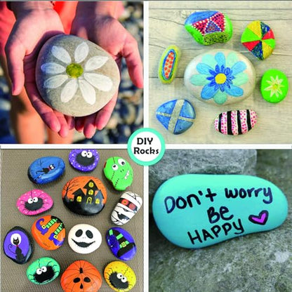 2''-3'' About 40 Pcs Large River Rocks for Painting with Painting Kit 10 Lbs Smooth Kindness Natural Rocks Flat Stones for Crafts, Bulk Paintable