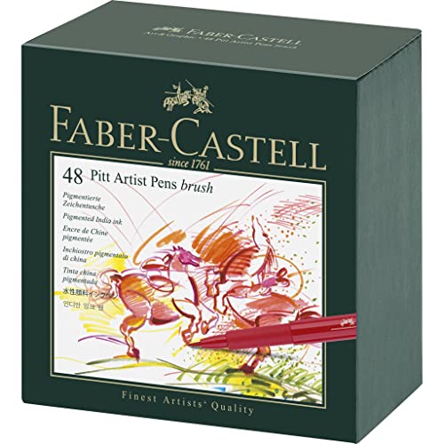 FABER-CASTELL Pitt Artist Brush Pens (48 Pack), Multicolor - WoodArtSupply