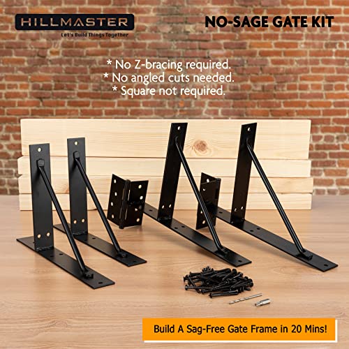 HILLMASTER Gate Corner Brace Bracket Heavy Duty Anti Sag Gate Frame Kit Adjustable Gate Hardware for Wooden Fences, Shed Doors, Driveway Gates,