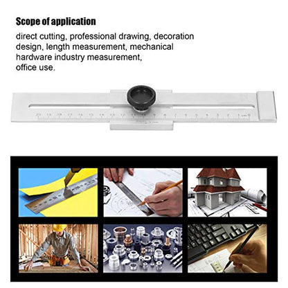 Hole Scribing Ruler, Stainless Steel T Type Hole Ruler, Scribing Gauge Marking Measuring Tool, Suitable for Woodworking Tenon Positioning and - WoodArtSupply