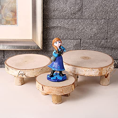 PartyKindom 1Pc Solid Wood Ornaments Candle Holder Wood Slice Table Fruit Tray Cake Stand Wooden Serving Tray Potted Plant DIY Unfinished Wooden PartyKindom