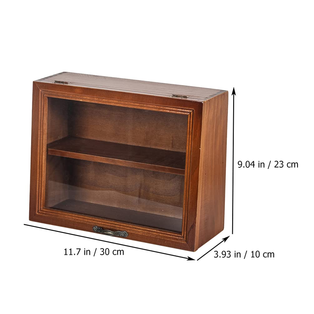 NUOBESTY Wooden Display Cabinet Collectible Display Shelves Box Wood Freestanding Box Cup Display Shadow Box Home Decoration