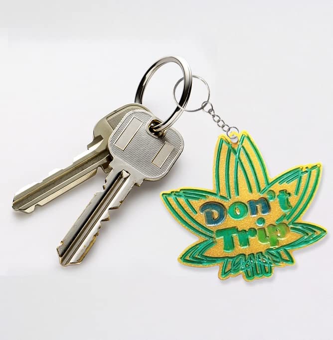 2Pcs Words Maple Leaf Silicone Resin Molds, Good Vibes Keychain Molds with Holes, Don't Trip Keychain Molds for Epoxy Resin Kit with 8 Key Rings for ALIBBON