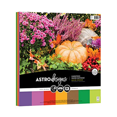 Astrodesigns Crafting Cardstock, 12" x 12", 65 lb./176 gsm, 7-Color Fall Assortment, 84 Sheets (91822) Astrodesigns