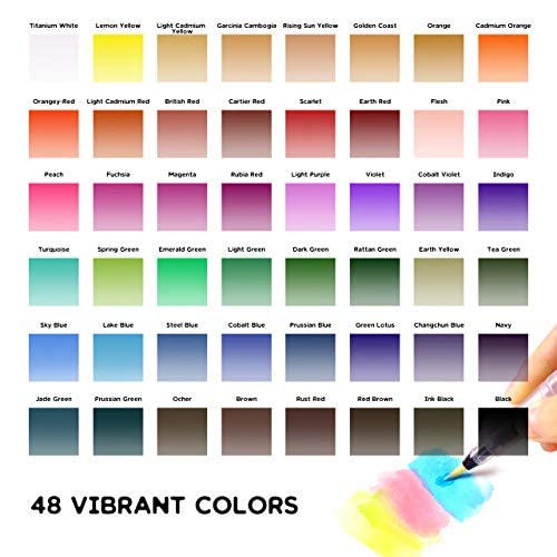 PENTRISTA Watercolor Paint set, 48 Colors Premium Solid Watercolor Half Pans in Tin Box, 1 refillable Water Brush Pen, Art Pigment Kit Perfect for PENTRISTA