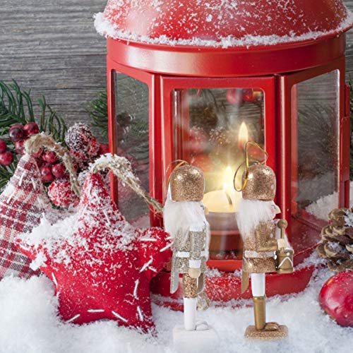 SEWACC 5 Pcs Christmas Nutcracker Wooden Nutcracker Ornaments Christmas Decoration Unfinished Nutcracker Figurines Puppet (White Gold) SEWACC