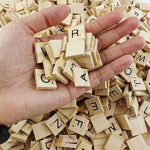 GXXMEI 1000PCS Scrabble Tiles, Wooden Letter Tiles, A-Z Capital Letters for Crafts, Spelling,Scrabble Crossword Game - WoodArtSupply