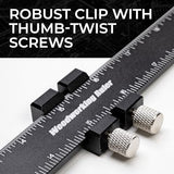 Nokko 4-Piece Woodworking Ruler Set - Woodworking Tools Bundle with 12 Inch Aluminum Slide Rule with Slide Stop, Plus 6", 12" & 16" Stainless Steel NOKKO