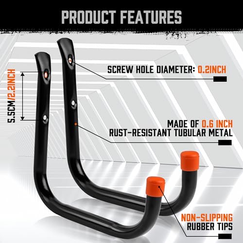 HORUSDY 6 Pack Garage Hooks, Utility Hooks, Garage Hooks Heavy Duty Wall Hooks (Large - 8 inch) HORUSDY