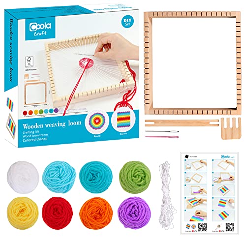 Coola Wooden Multi - Weaving Loom Kit for Kids Beginners Art and