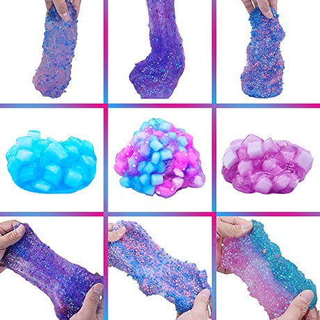 Unicorn Slime Kit for Girls 4-12,Supplies Makes Butter Slime,Candy Confetti Slime,Glimmer, Foam Jelly Cubes Slime Party Favors for Kids OHIECIHY