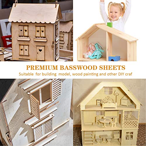 Fabbay 20 Pieces Basswood Sheets Thin Wood Sheets Craft Wood Board Unfinished Plywood for Craft DIY Wooden Plate Model Wooden House Aircraft Ship Fabbay