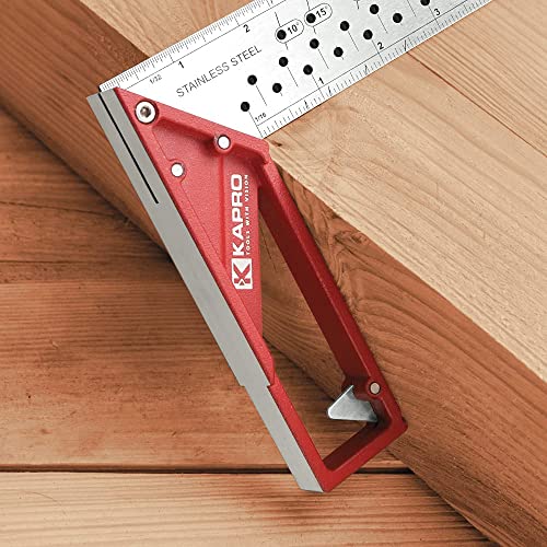 Kapro - 353 Professional Ledge-It Try & Mitre Square - For Leveling and Measuring - Features Stainless Steel Blade, Retractable Ledge, and Etched - WoodArtSupply