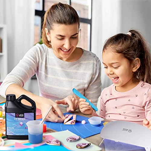 LET'S RESIN UV Resin, Upgraded 1500g Ultraviolet Epoxy Resin Clear, Odorless & Low Shrinkage UV Resin Hard with Silicone Measuring Cups, UV Resin Kit LET'S RESIN